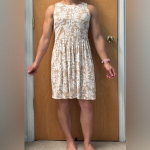 LOFT Beige & White Floral Sleeveless Fit & Flare Mini Dress XSP Petite